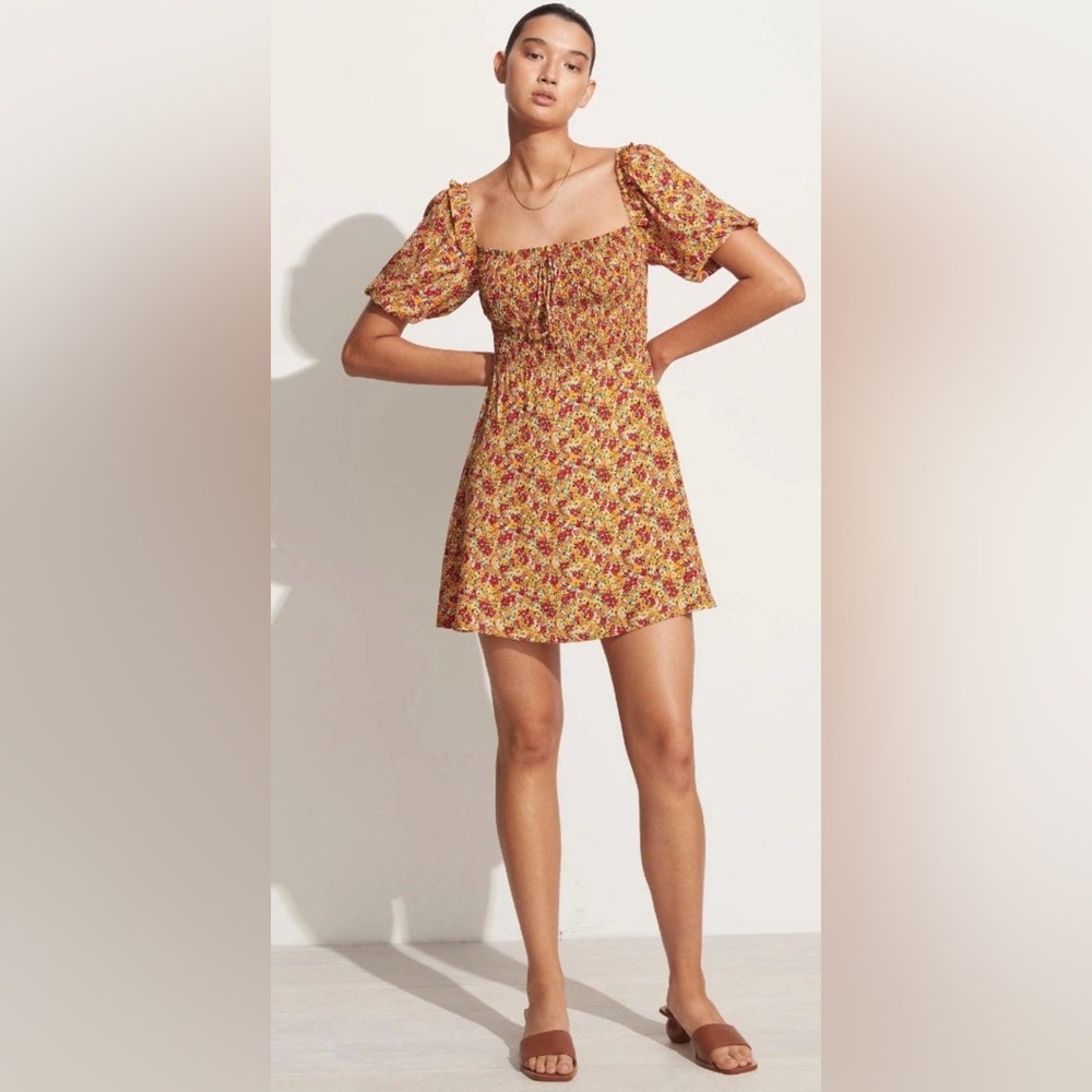 Faithful the Brand The Il Carro Mini Dress in La Gomera Floral Print ZB9